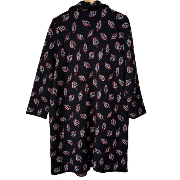 Anthropologie Aldo Martins Black Leaf Print Sweater Coat Wool Alpaca Size S - Picture 7 of 11